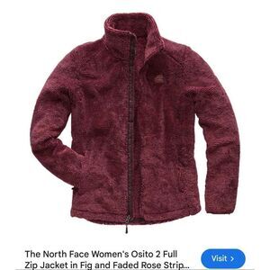 Tnf- north face ribbed brick red fuzzy full zip up osito Jacket/coat xxl plus